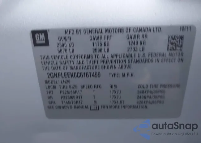 2GNFLEEK0C6167499: 43461560