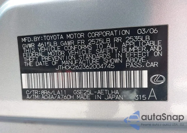 JTHCK262362004745: 43461579