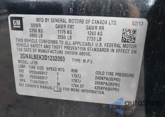 2GNALBEK3D1232093: 43461604