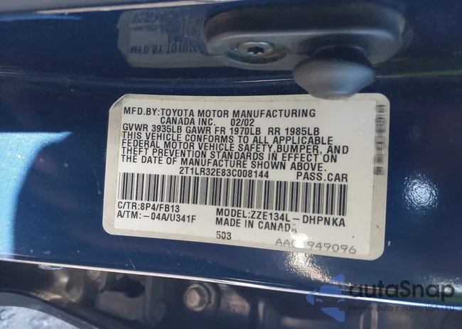 2T1LR32E83C008144: 43461643