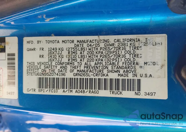5TETU62N95Z074196: 43461664