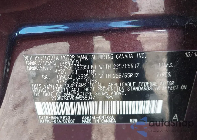 2T3BFREV8HW555947: 43461678