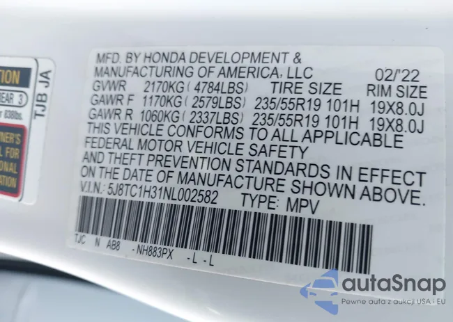 5J8TC1H31NL002582: 43461693