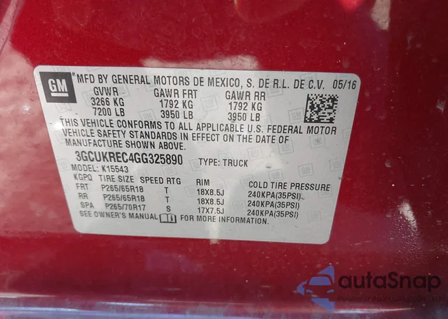 3GCUKREC4GG325890: 43461700