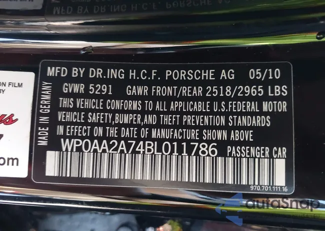 WP0AA2A74BL011786: 43461735