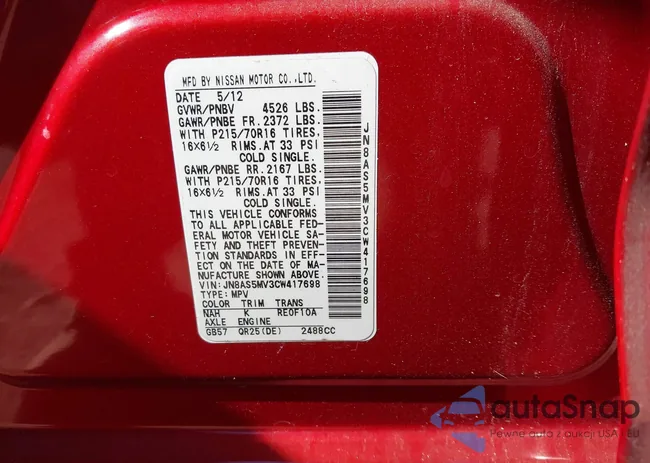 JN8AS5MV3CW417698: 43461808