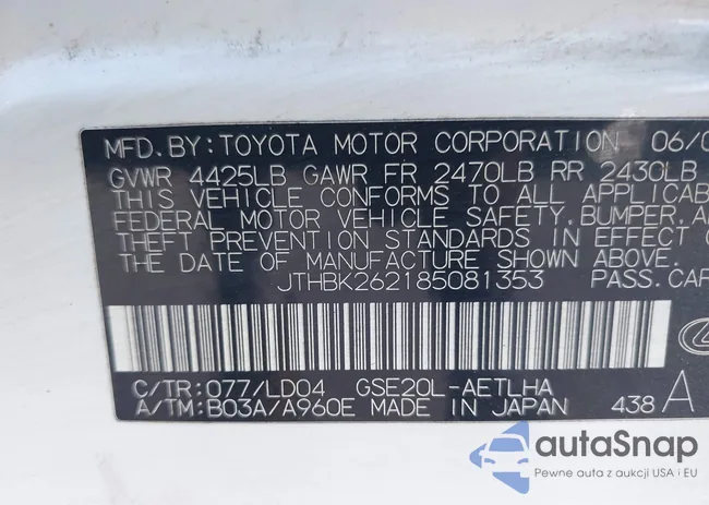 JTHBK262185081353: 43461820