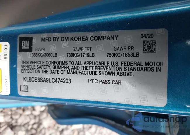 KL8CB6SA9LC474203: 43462060