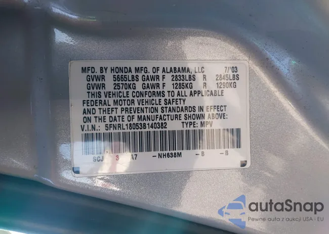 5FNRL18053B140382: 43461142