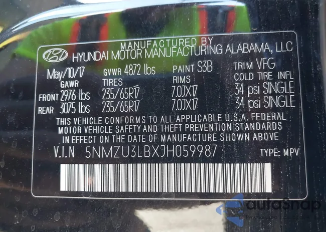 5NMZU3LBXJH059987: 43461185