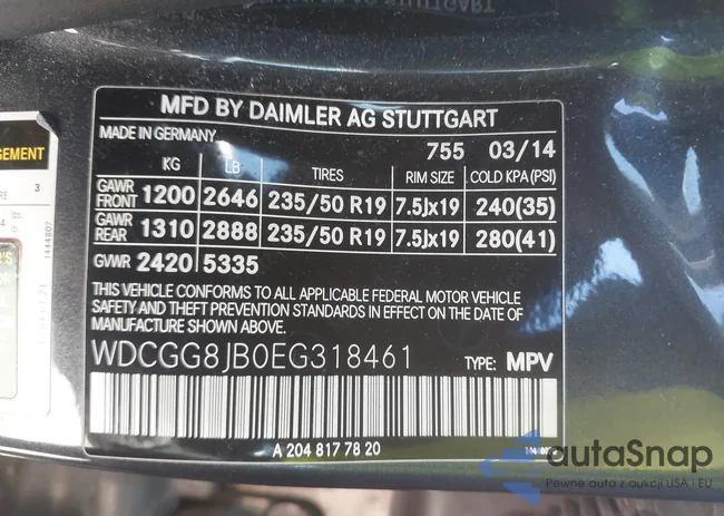 WDCGG8JB0EG318461: 43461186