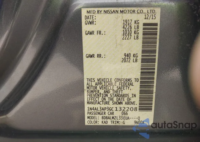 1N4AL3AP3GC132208: 43461192