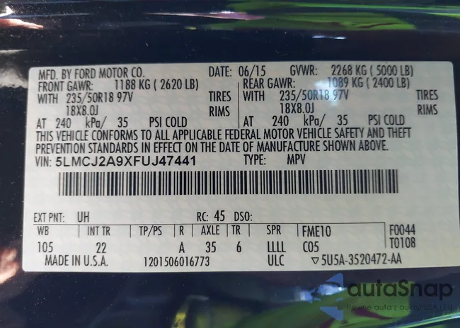 5LMCJ2A9XFUJ47441: 43461201