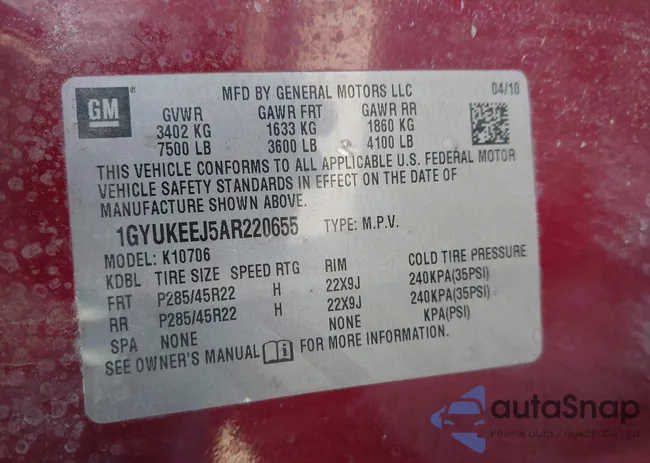 1GYUKEEJ5AR220655: 43461322