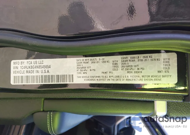 1C4RJKBG4N8545654: 43461346