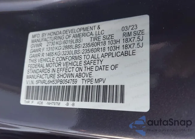 5FNRL6H53PB054759: 43461358