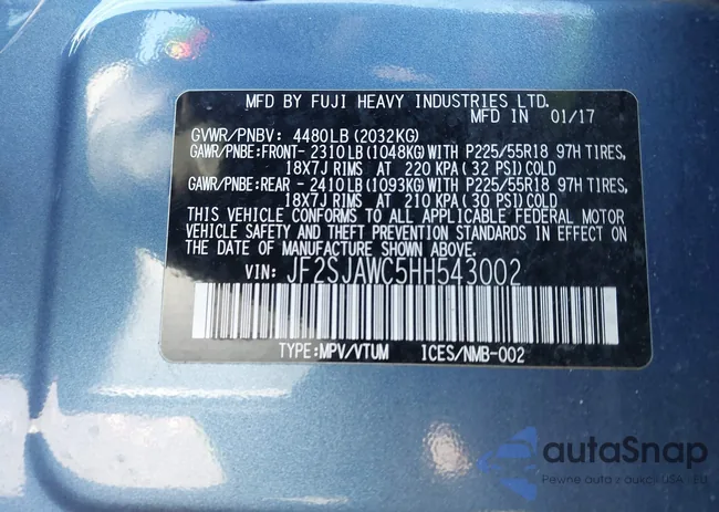 JF2SJAWC5HH543002: 43461419