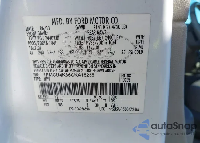 1FMCU4K36CKA15235: 43461448