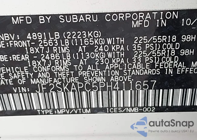 JF2SKAPC5PH411657: 43461473