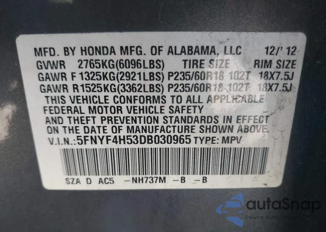 5FNYF4H53DB030965: 43461504