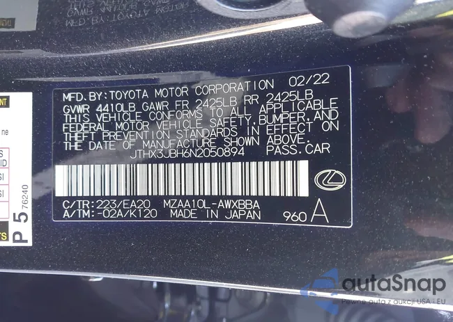 JTHX3JBH6N2050894: 43462519