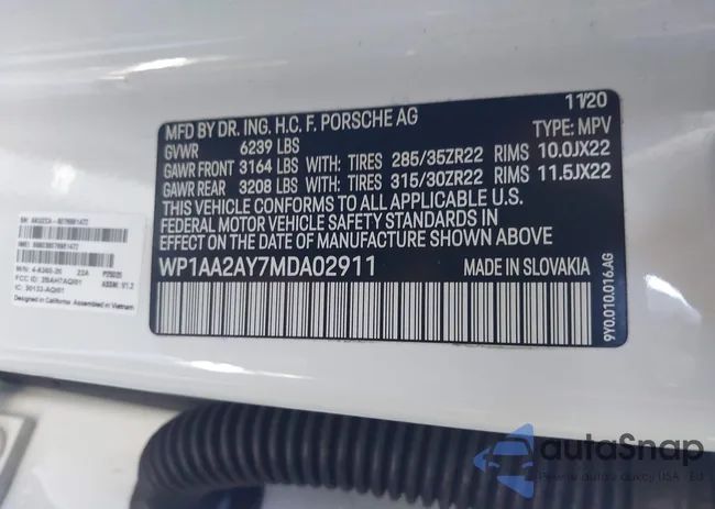 WP1AA2AY7MDA02911: 43463062