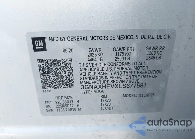 3GNAXHEVXLS677581: 43462146