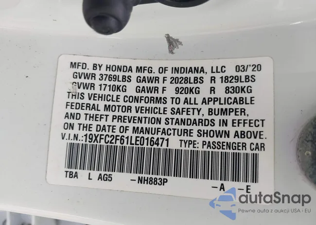 19XFC2F61LE016471: 43462147