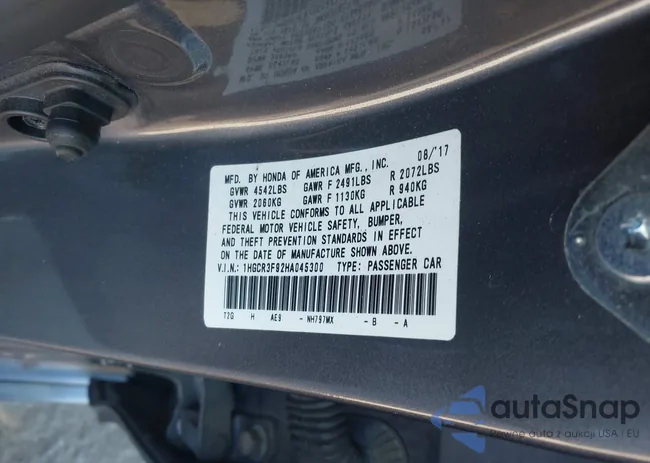 1HGCR3F92HA045300: 43462346