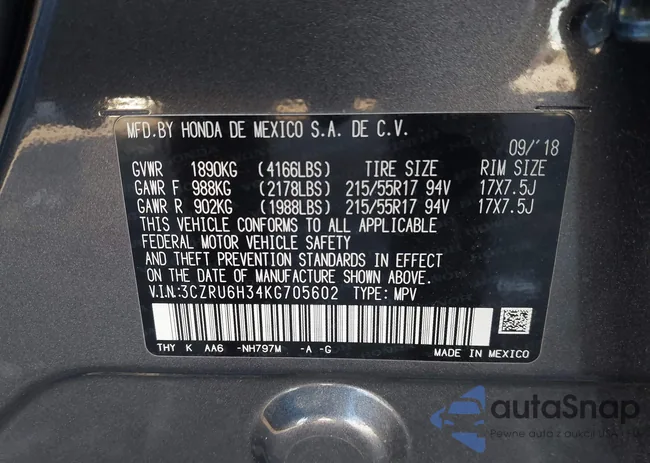 3CZRU6H34KG705602: 43462375