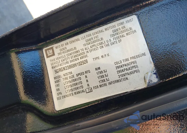 5GRGN23868H102928: 43463653