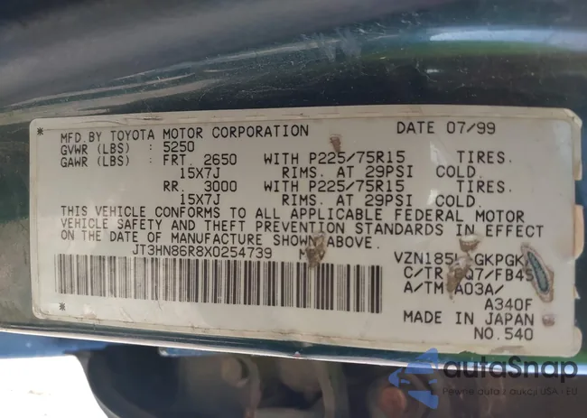 JT3HN86R8X0254739: 43463677