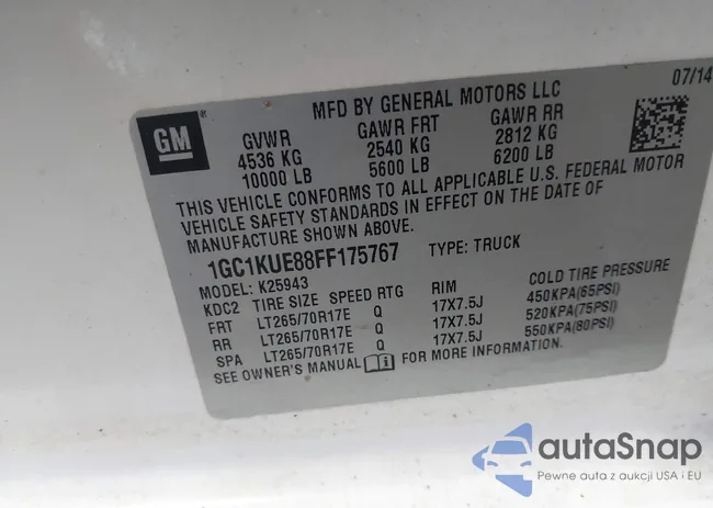 1GC1KUE88FF175767: 43463710