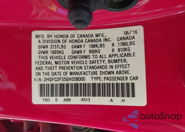 2HGFC2F55GH558000: 43463711