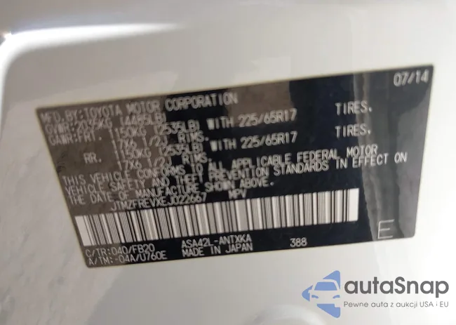 JTMZFREVXEJ022667: 43463781