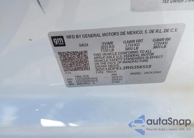 3GCUDFEL2RG356518: 43463787