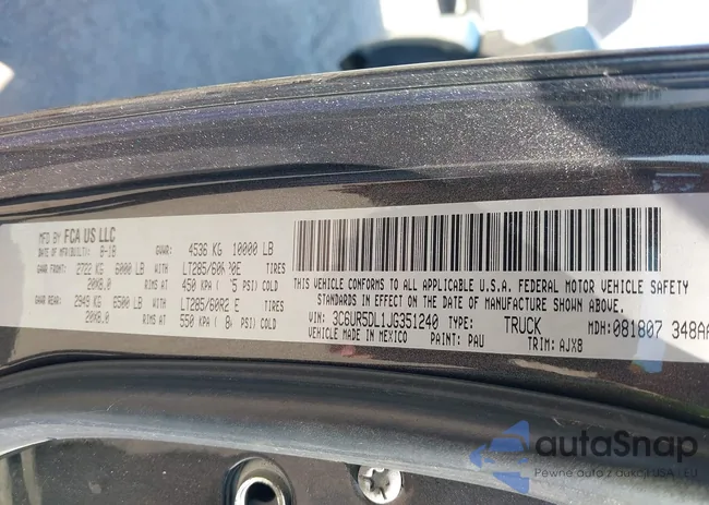 3C6UR5DL1JG351240: 43463864