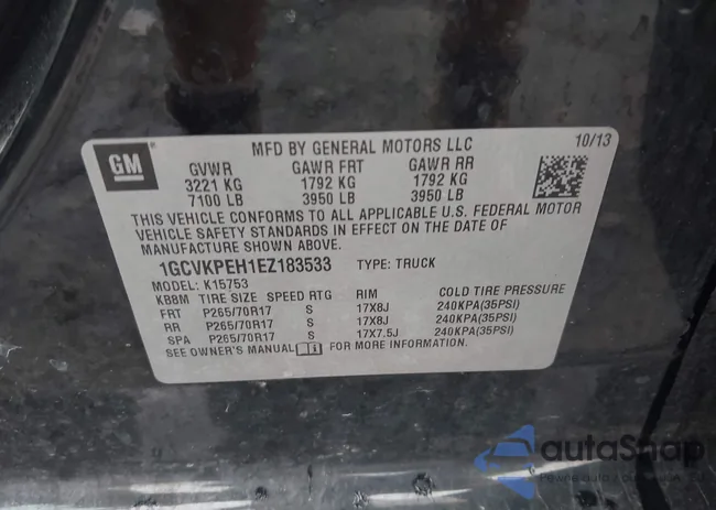 1GCVKPEH1EZ183533: 43463919