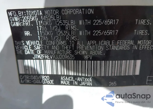 JTMZFREV9JJ209635: 43463950