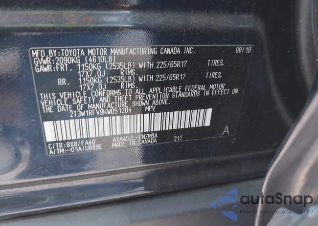 2T3W1RFV9KW051204: 43463150