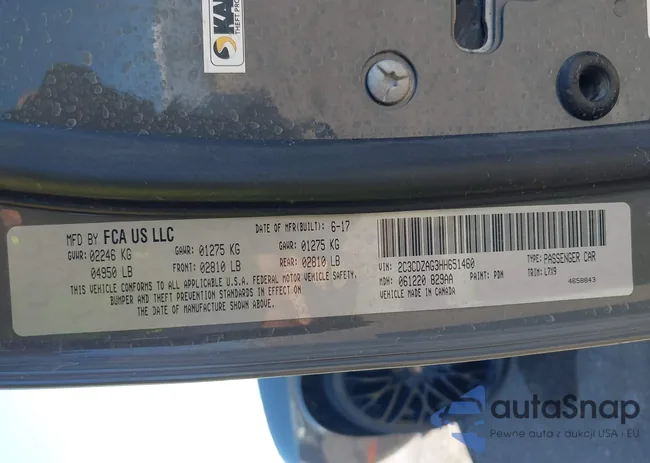 2C3CDZAG3HH651460: 43463165