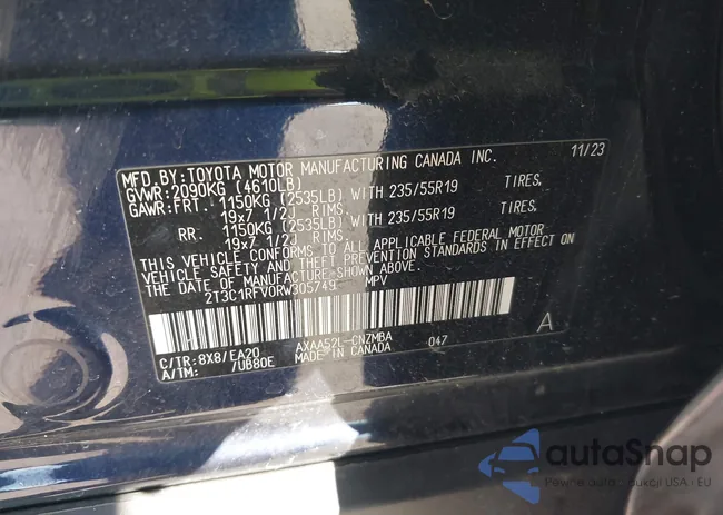 2T3C1RFV0RW305749: 43463267