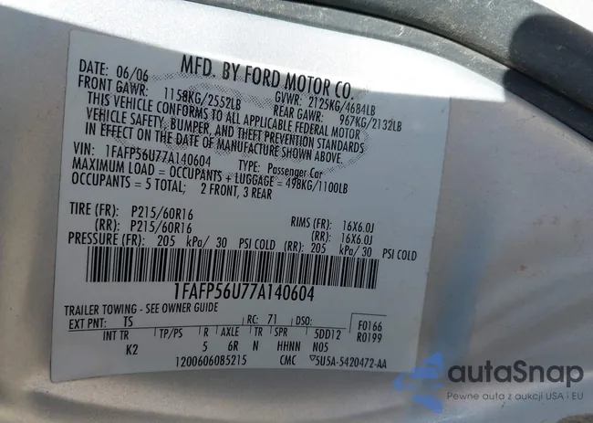 1FAFP56U77A140604: 43463270