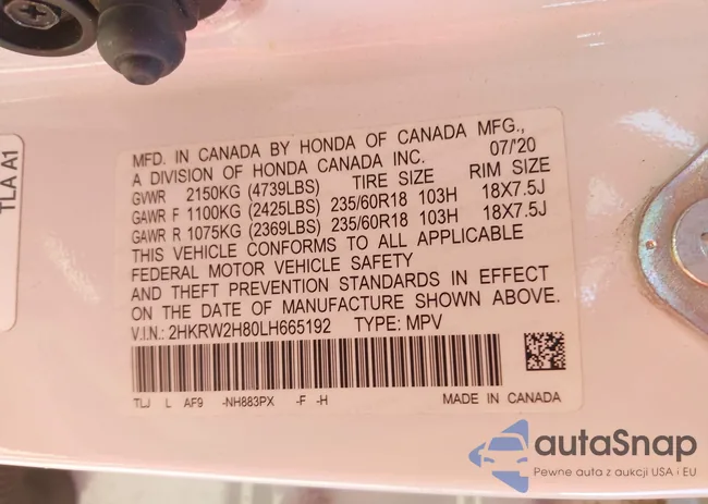 2HKRW2H80LH665192: 43463428