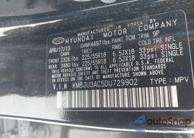 KM8JU3AC5DU729902: 43464556