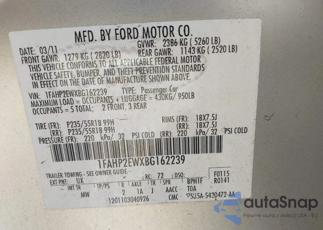 1FAHP2EWXBG162239: 43464578