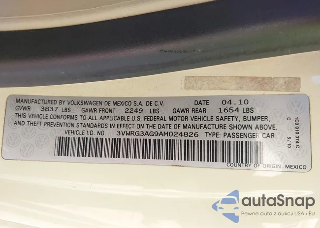 3VWRG3AG9AM024826: 43464639