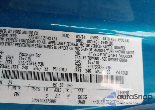 1FADP3F24EL300028: 43464720