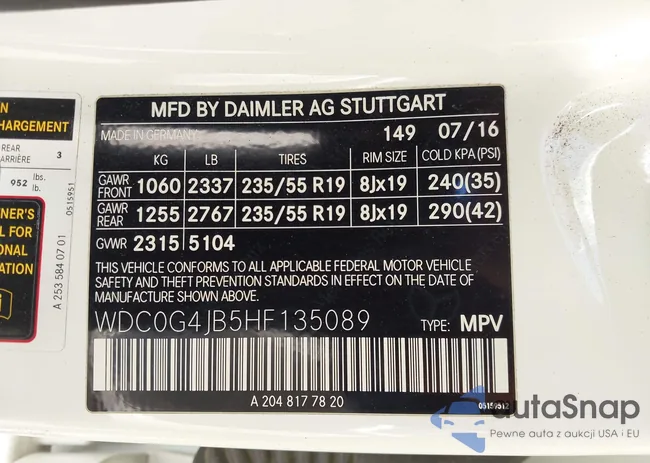 WDC0G4JB5HF135089: 43464724