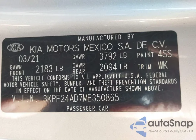 3KPF24AD7ME350865: 43464734